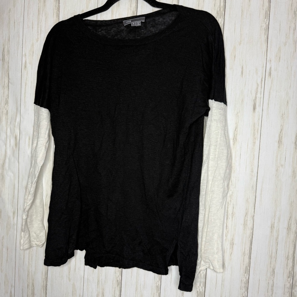 Vince linen Black and White Long Sleeve Top